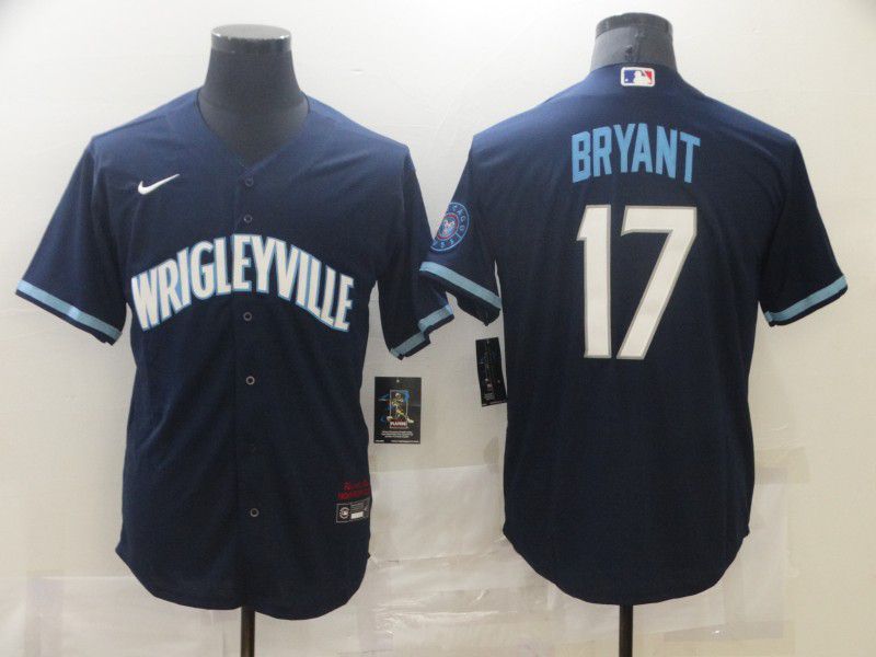 Men Chicago Cubs 17 Bryant City Edition Blue Game Nike 2021 MLB Jersey